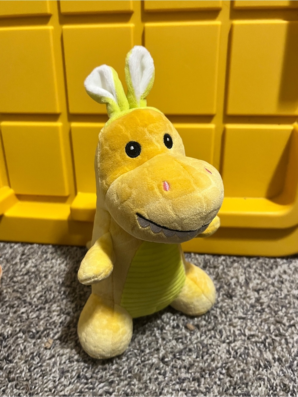Plush Yellow Dino Stuffed Toy - Soft Kids Plushie - Picture 6 of 7